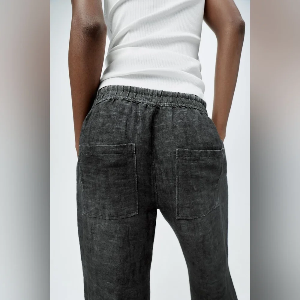 ZARA ZW COLLECTION LINEN BLEND JOGGER PANTS